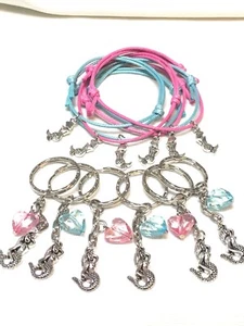 Mermaid Party Bag Fillers Friendship Bracelets & Keyrings X 12 Pieces FREEPOST - Picture 1 of 6