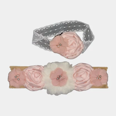 NUEVO Cinturón Mujer Flor Faja + Diadema Rosa/Marfil Perlas y Estrás Foto 1 de 4