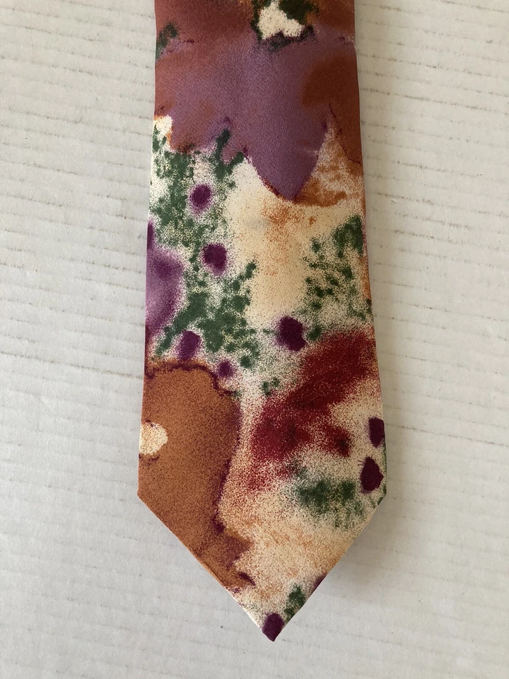 Мужской галстук Carlos Tomasini шелковый многоцветный абстрактный цветочный сделано в США - Изображение 1 из 4