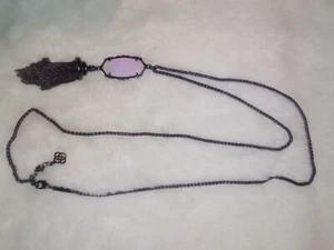 Kendra Scott "Mystic Bazaar" Gunmetal Iridescent Opalite Everly Drop Necklace - Picture 1 of 3