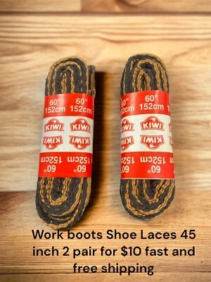 NUEVO Cordones para zapatos Kiwi negro/tono sandtone 2 pares 60 pulgadas. Envío gratuito y rápido. En USA. Foto 1 de 3