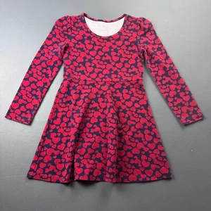 GAP Kids Dress Girls Medium Red Pink Hearts Long Sleeve Twirl Play Casual Preppy - Picture 1 of 9