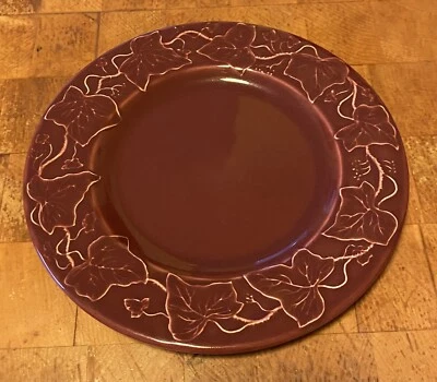 Crate & Barrel Varages France 8 1/4" Salad Plates Maroon Ivy Vine New Never Used - Image 1 of 4