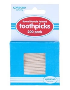 Korbond Round Double Pointed Toothpicks 200 Pack x 12 - Picture 1 of 1