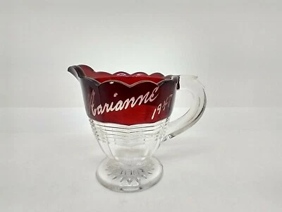 Duncan Miller Glass Co Ruby Stain Child Pitcher Souvenir Toy - Image 1 of 4