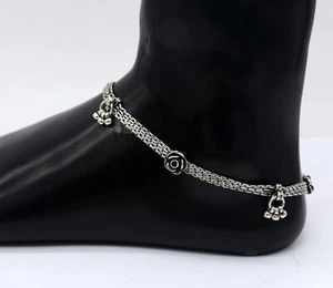 10.5"925 Sterling silver rose flower design 4 line anklets foot bracelet ank617 - Picture 1 of 5