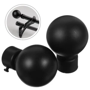 2 Pcs Black Curtain Rod Window Finials for Rods Office Drape End Cap - Picture 1 of 12