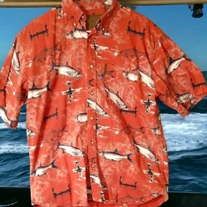 Camisa North River Botón Naranja Manga Corta Para Hombre Mediana Pesca Lubina Carpa  - Imagen 1 de 6