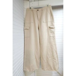 ACOA Cargohose weites Bein khaki beige Jeans Größe Large Damen UNISEX - Bild 1 von 6