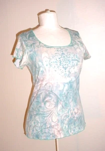 B Friends Embellished Top Juniors Size Large Short Sleeved Stretch - Picture 1 of 6