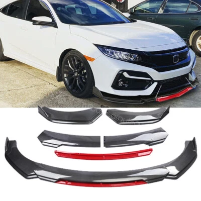 For Honda Accord Front Bumper Lip Spoiler Splitter Carbon fiber Style Red - Image 1 of 4
