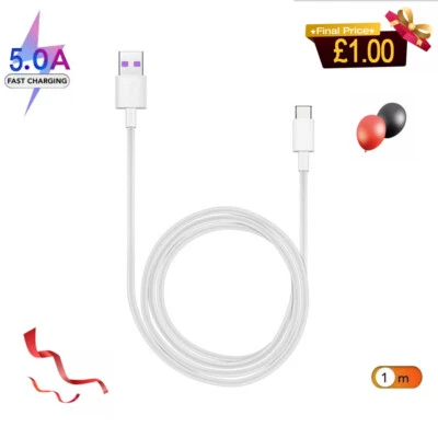 USB-C Lead To USB C 5A Type C Charging Fast Charger Cable Phone For Android 1M - Image 1 of 4