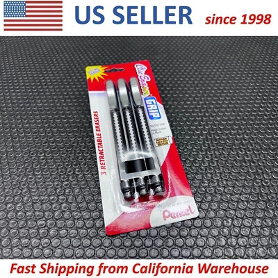 PENTEL 3x Clic Eraser GRIP ZE22 Lead Pencil Retractable Refill Eraser Latex Free