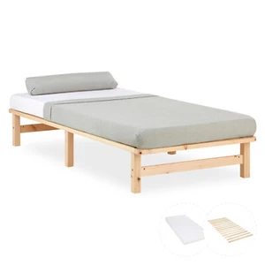 Holzbett 90x200 mit Lattenrost Bett Massiv Holz Einzelbett Matratze Homestyle4u - Bild 1 von 10