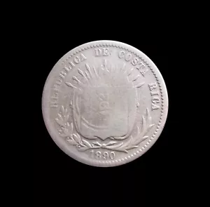 COSTA RICA 50 CENTIMOS 1923 SU 25 CENTAVOS 1890 ARGENTO KM 159 #5752# - Foto 1 di 2