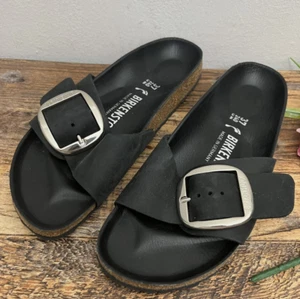 Birkenstock - Damen Madrid Oiled Leather Big Buckle Pantoletten Sandalen - Größe: 37 - Bild 1 von 8