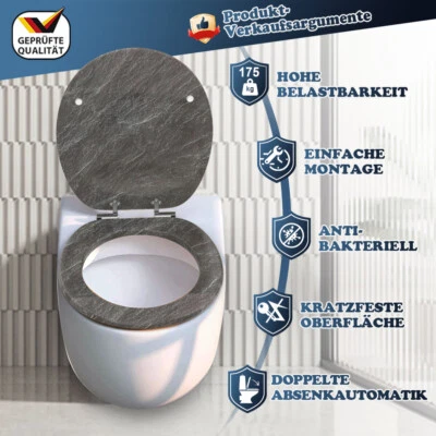 SAINOS WC Sitz Toilettensitz Toilettendeckel Marmormuster Absenkautomatik
