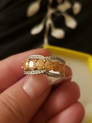 Nuevo anillo de fiesta BP Bomb - cristal de hielo melocotón con pedrería - etiqueta talla 9/sin bolsa Foto 1 de 4