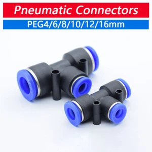 Tee T-type Pneumatic Reducer Air Push Fit Fitting Unequal Connector 4mm-12mm - Picture 1 of 7