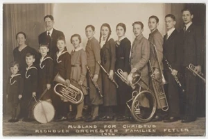 1936 Rumänische Familie Blasmusikkapelle - ECHTFOTO Vintage Postkarte - Rumänien - Bild 1 von 2