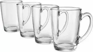4 Pack Coffee Mugs Large Clear Drinking Glass Coffee Tea Mug &Handle 10.2cm. - Picture 1 of 5
