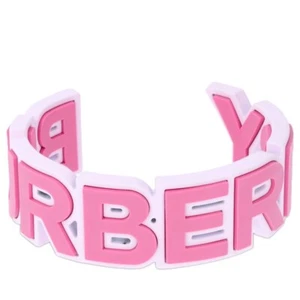 Burberry Primerose Pink Embossed Rubberised Logo Open Cuff - Women's Size Medium - Bild 1 von 6
