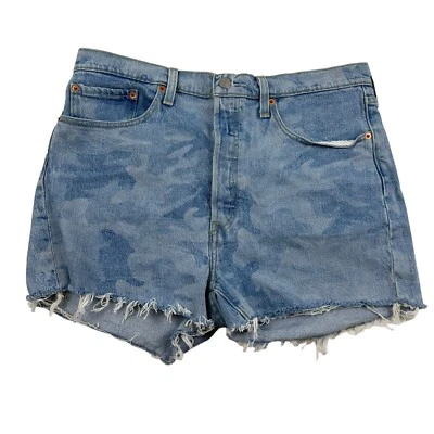 Pantalones Cortos de Jean Levi's 501 Para Mujer Corte Camuflaje Azul Denim Talla 33 Elastizados Foto 1 de 4