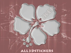3D Sticker Decal Resin Domed Hibiscus Adhesive Decal Silver - Picture 1 of 1