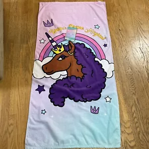 Afro Unicorn beach Pool Towel, 100% Cotton 28x58 Multicolor - Picture 1 of 5