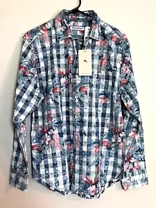 New! Tommy Bahama Men's S Pacific Coast Floral Plaid Long Sleeve Shirt MSRP$138 - Picture 1 of 7
