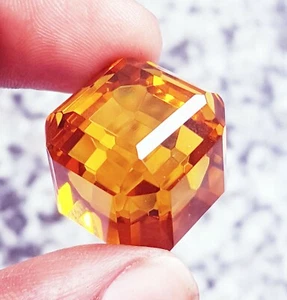 Orange Topaz Cube 50.05 Ct Certified Loose Gemstone With Free Gift - Picture 1 of 9