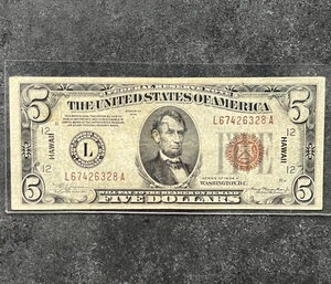 $5 1934A Hawaii Federal Reserve Note Fr. 2302 - WWII Emergency Issue - Picture 1 of 6