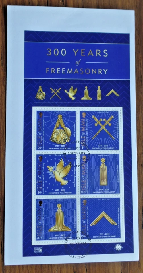 2017 Isle of Man 300 years Freemasnry m/sheet  FDC - Image 1 of 1