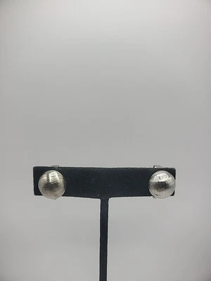 Pendientes Vintage Clip Tono Plata Redondo Texturizado Joyería Disfraz Foto 1 de 4