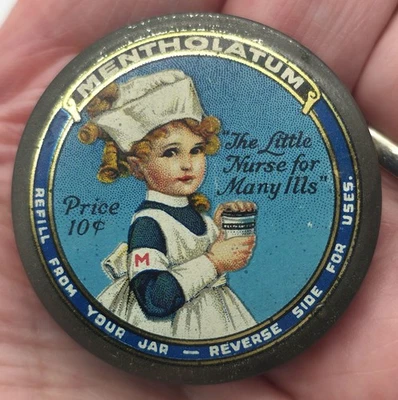 Antique Mentholatum "The Little Nurse for Many Ill's" Quack Medicine Tin  ~Video - Image 1 of 4