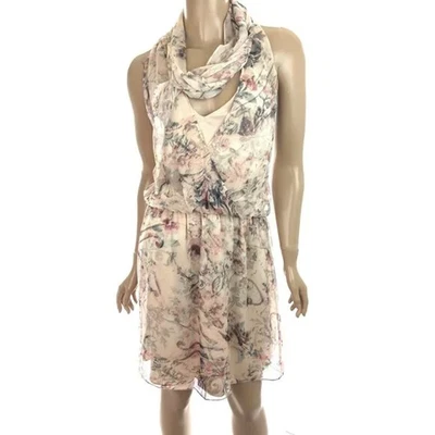 Haute Hippie Silk Sheer 'Ginny' Mini Dress Size 10 Rose Beige Floral Halter - Image 1 of 4
