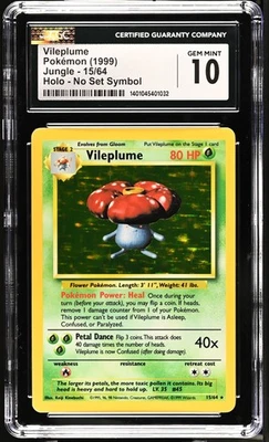 CGC 10 GEM MINT Vileplume Jungle No (Set) Symbol Error 15/64 Holo Pokemon Card - Image 1 of 2