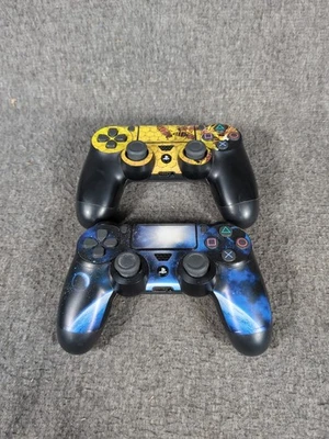 Two (2) PS4 Dual Shock Wireless Controller Tested Working OEM Custom Skins - Image 1 of 4