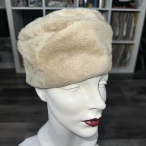 Lady Byrd Fur Hat Salley Victor Made in Austria Pillbox Vintage 50s 60s Cream - Picture 1 of 8