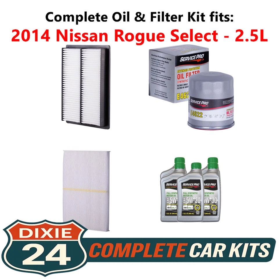2014 Nissan Rogue Select 2.5L Complete Air, Oil & Cabin Filter Kit (5W-30) - Image 1 of 4