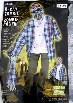 D-CAY Zombie 3-PC Disfraz Halloween, Niño Talla L (12-14) Camisa, Máscara, Brazo Falso Foto 1 de 4