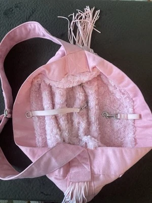 Susan Lanci Luxury Cuddle Carrier with Fringe-Puppy Pink - Image 1 of 4