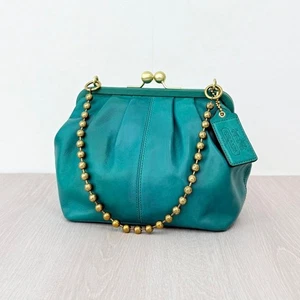 Coach Legacy Bleecker Street Ltd. Ed Tasche Umhängetasche Leder grün blau Kiss Lock - Bild 1 von 24