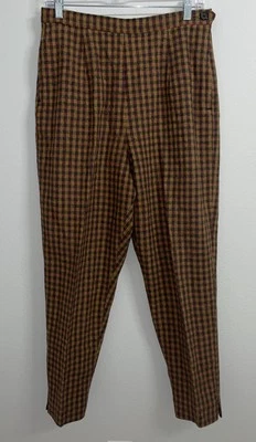 Pantalón plisado vintage talla 16 cuadros marrón lana Fonteyn Foto 1 de 4
