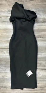 ASOS Design Petite Black Bow Strapless Midi Bodycon Dress Womens US 6 Petite NEW - Picture 1 of 7