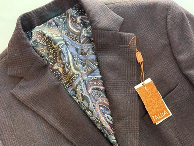 Tallia Men’s Wool Blend Sport Coat Blazer – Dark Red Plaid – Size 46R – NWT - Image 1 of 4