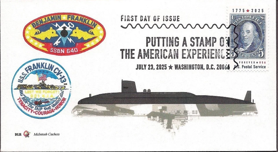 Ben Franklin- USS Franklin - 2025-  Pictorial Cancel FDC - McIntosh Cachets - Image 1 of 1