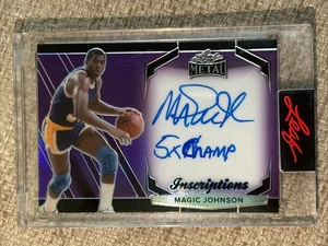 2024 Leaf Metal Inscriptions Magic Johnson Purple Auto /150 Champ Color Match - Picture 1 of 2