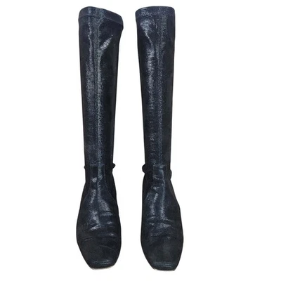 Donald J Pliner Knee High Boots Wmns 7M Blk Pull On Stretchy Calf Made in Italy - Image 1 of 4