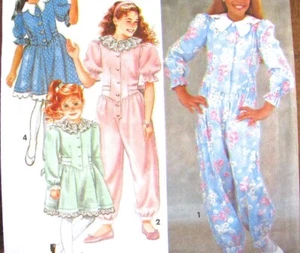 Girls Dress Sewing Pattern Jumpsuit Pants Simplicity 7638 Size 7-10 Uncut - Picture 1 of 5